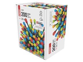 LED vánoční cherry řetěz – kuličky, 20 m, venkovní i vnitřní, multicolor, programy