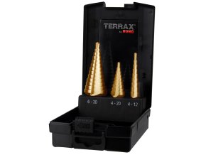 RUKO Sada stupňovitých vrtáků do kovu Terrax Tin | 4-12, 4-20, 6-30 mm