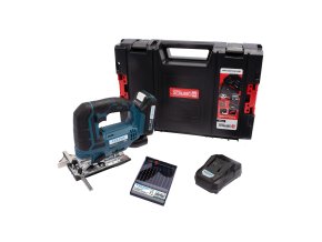 XTLINE Aku přímočará pila 18 V + baterie 2.0 Ah + nabíječka 2.4 A + pilové plátky + box
