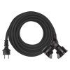 Venkovní prodlužovací kabel 15 m / 2 zásuvky / černý / guma / 230 V / 1,5 mm2