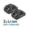 vrtací šroubovák aku, BRUSHLESS, 20V Li-ion, 2×2Ah