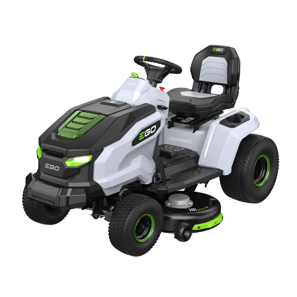 Záhradný traktor EGO Power+ 107 cm bočné vyhadzovanie-V cene je traktor; mulčovací klin; 1600W nabíjačka a 4ks 10Ah batérií