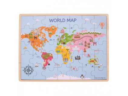 BJ098 Bigjigs Toys Dřevěná puzzle mapa světa