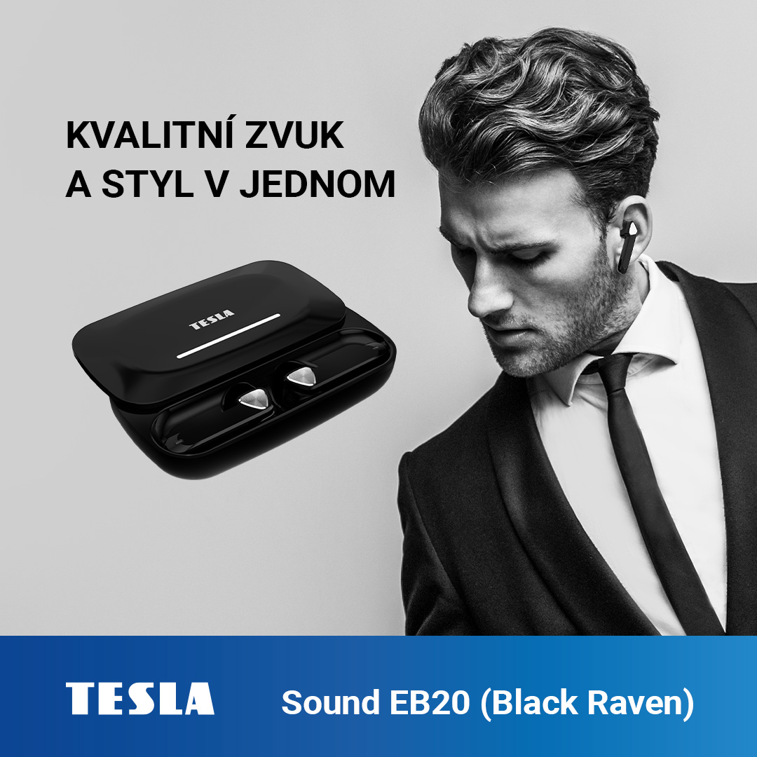 Novinka: TESLA Sound EB20 v černém provedení - vychutnejte si hudbu bez omezení s stylovými bezdrátovými sluchátky