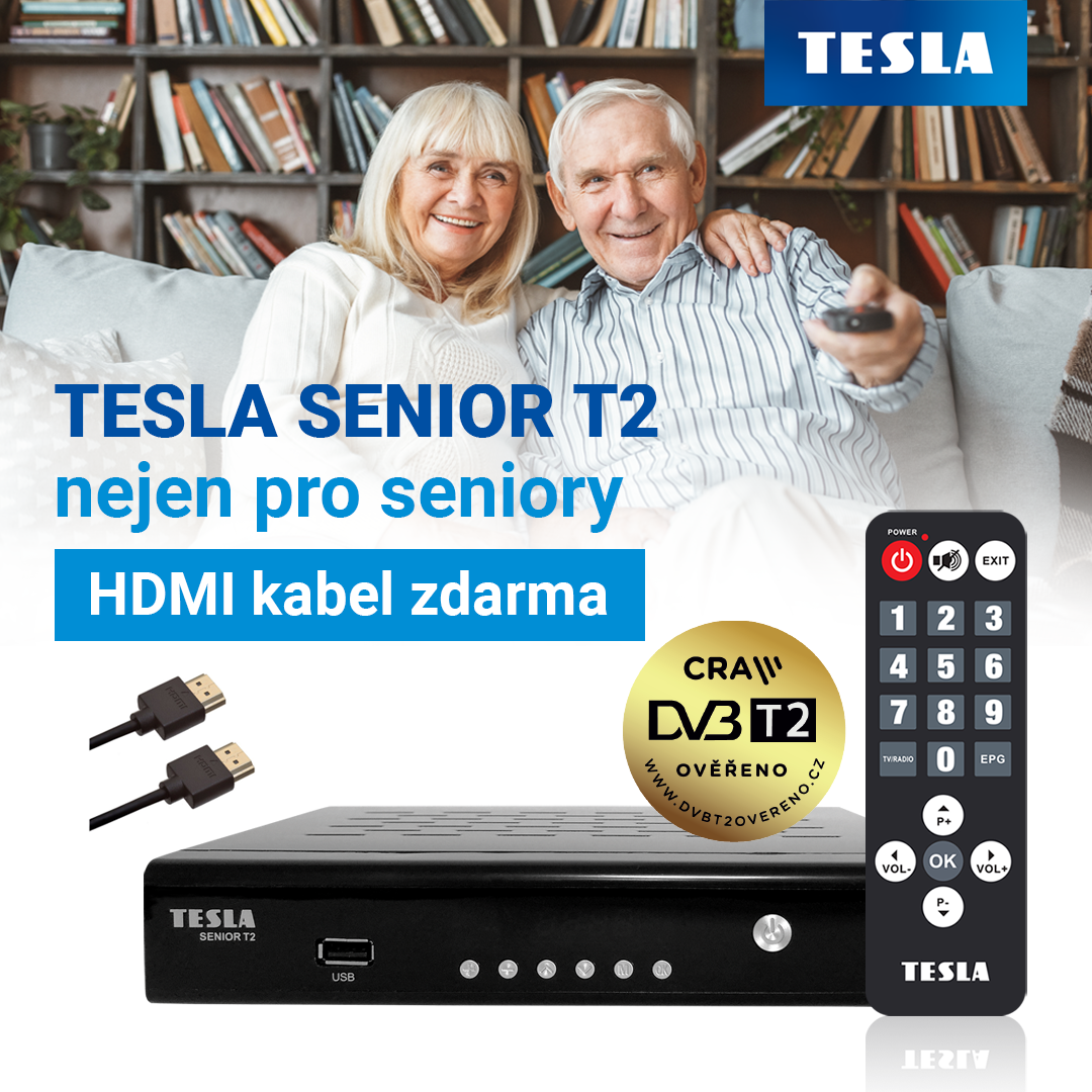 Set-top box TESLA SENIOR T2 + HDMI kabel ZDARMA