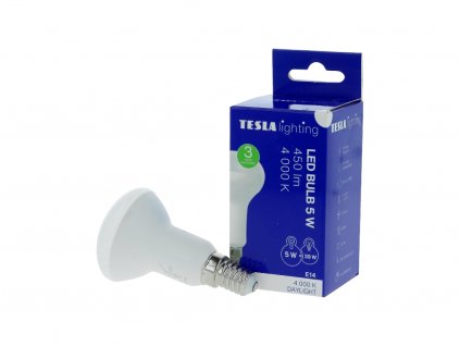Tesla - LED žárovka Reflektor R50, E14, 5W, 230V, 450lm, 25 000h, 4000K denní bílá, 180st