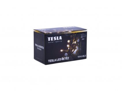 Tesla - dekorativní řetěz, teplý bílý 3000K,100LED, 10m + 5m kabel, 230V, ovladač s 8 funkcemi, IP44