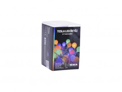 Tesla - dekorativní řetěz Baňka 1,8cm, 80LED, RGB, 230V, 8m + 3m kabel, časovač, IP44