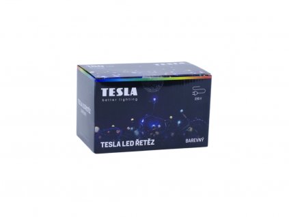 Tesla - dekorativní řetěz, barevný RGYB, 160LED, 8m + 5m kabel, 230V, 8 funkcí, IP44