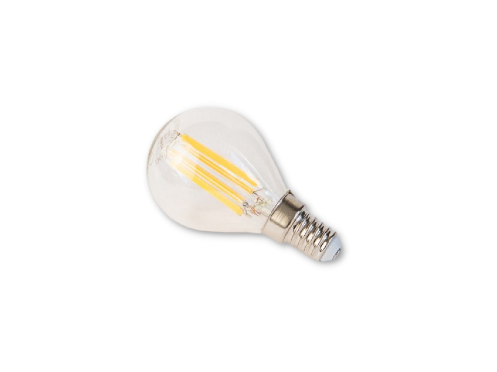 LED žárovka miniglobe FILAMENT RETRO E14, 6W, 230V,806lm,25 000h, 2700K teplá b.,360st,čirá
