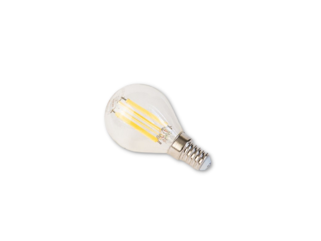LED žárovka miniglobe FILAMENT RETRO E14, 6W, 230V,806lm,25 000h, 4000K denní b.,360st,čirá