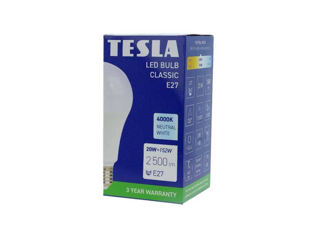 LED žárovka BULB E27, 20W, 230V, 2500lm, 25 000h, 4000K denní bílá 220st
