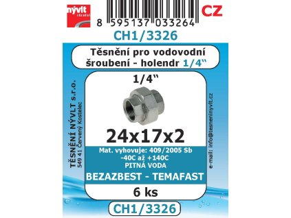CH1/3326 SADA vodovodní šroubení 1/4" 24x17x2  6ks bezazbest
