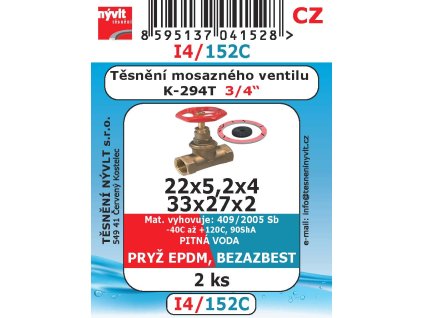 I4/152C   SADA3/4" na šroubení mosazných ventilů K294T 2ks