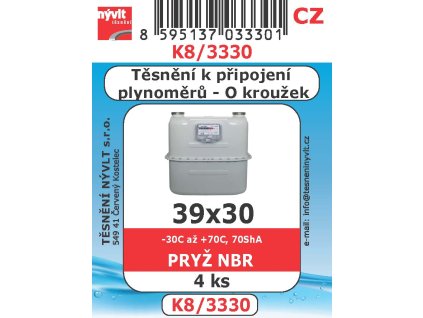K8/3330  SADA O kr 39x30 připoj. plynoměrů 4ks NBR pryž