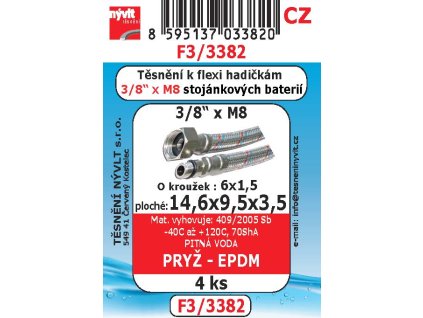 F3/3382 SADA připojovací hadičky 3/8 x M8 stoj.baterií 4ks pitná