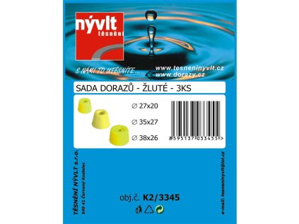 K2/3345   SADA všech rozměrů zarážek  žlutá 3ks
