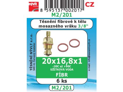 M2/201 SADA  16,8x20x1 těsnění pod vršky  fíbrové 3/8" vršek 6k
