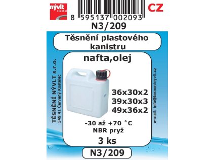 N3/209N   SADA těsnění kanystrů  nafta, olej  umělohmotný