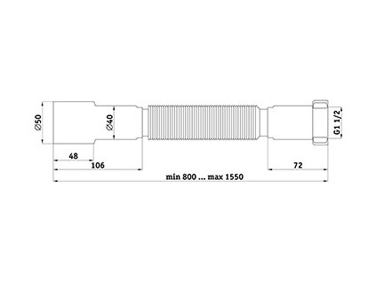 S/4828  Flexi propojení PP 6/4"x40/50 L=800-1500 PVC matka
