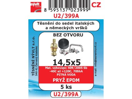 U2/399A   SADA 14,5x5 těs ploché sedel vršků  bez otvorů pryž