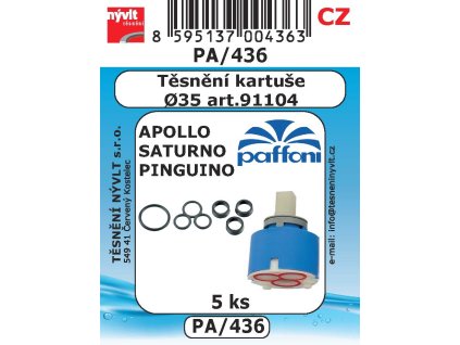 PA/436   SADA AP/ST/PI kartuše průměr 35  těsnění Paffoni  5ks