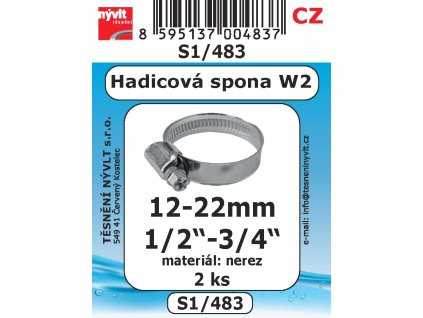 S1/483  SADA 1/2"-3/4" hadicové spony nerez 12-20mm 2ks