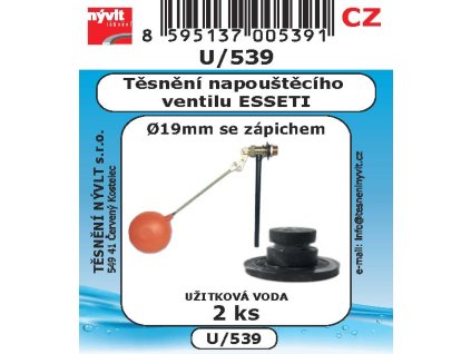 U/539  SADA těsnění WC napouštěcí zařízení se zápichem 2ks