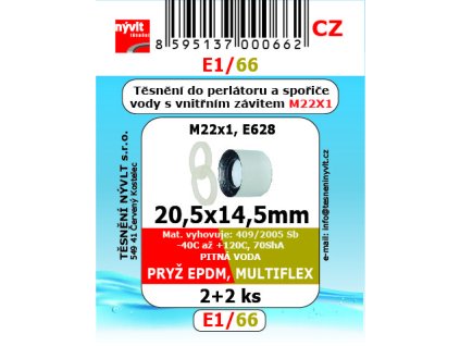 E1/66   SADA 20x15x2 těsnění do perlátoru F22x1  4 ks