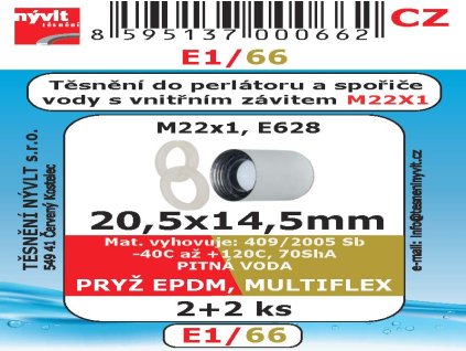 E1/66   SADA 20x15x2 těsnění do perlátoru M22x1  4 ks