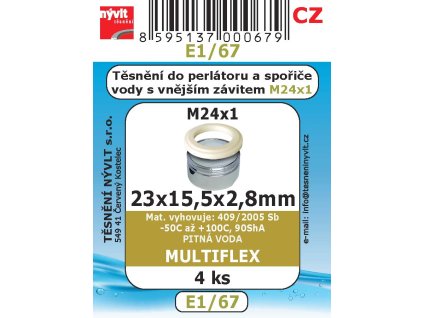 E1/67  SADA 23x15,5x2,8 těsnění do perlátoru M24x1 4ks multiflex