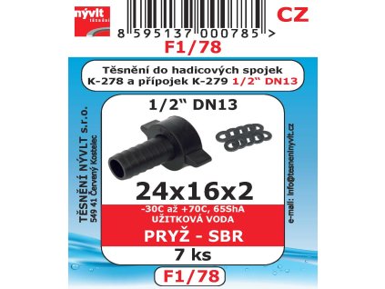 F1/78 SADA 24x16x2 těsnění hadicových spojek DN13 pryž SBR 7ks