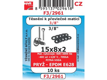 F3/2961  SADA 3/8 15x8x2  do převl. mat. pryž EPDM E628 10ks