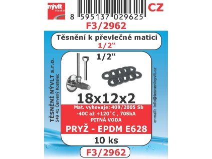 F3/2962  SADA 1/2 18x12 do převl. mat. pryž EPDM E628 10ks