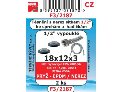 F3/2187 SADA  těsnění s nerez sítkem 1/2 2ks vypouklé pryž EPDM