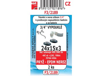 F3/2189  SADA  těsnění vypouklé s nerezovým sítkem 3/4 2ks EPDM