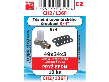 CH2/136F  SADA 49x34x3  5/4" ventil  topení EPDM pryž 10ks