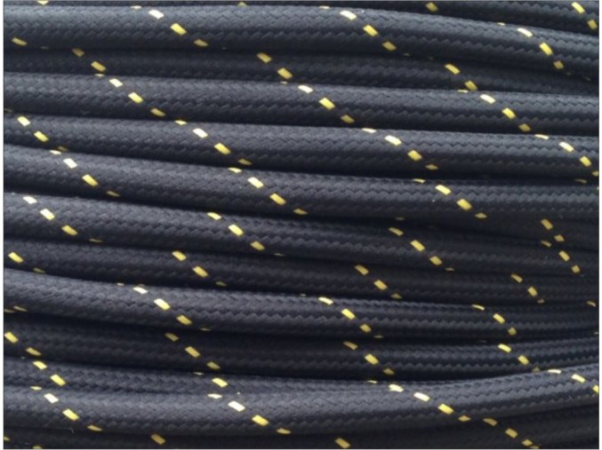 Textilní kabel 2 x 0,75mm PATTERN ROUND ČERNO - ŽLUTÝ