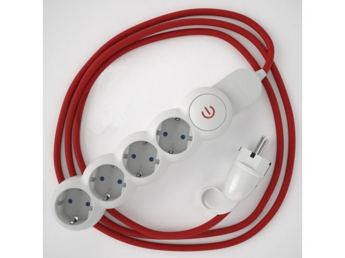 Prodlužovací 4 zásuvka + červený kabel