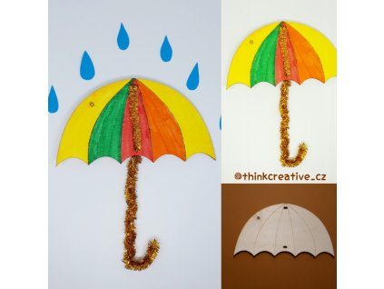 Deštník  (16 cm) - dřevěný výřez