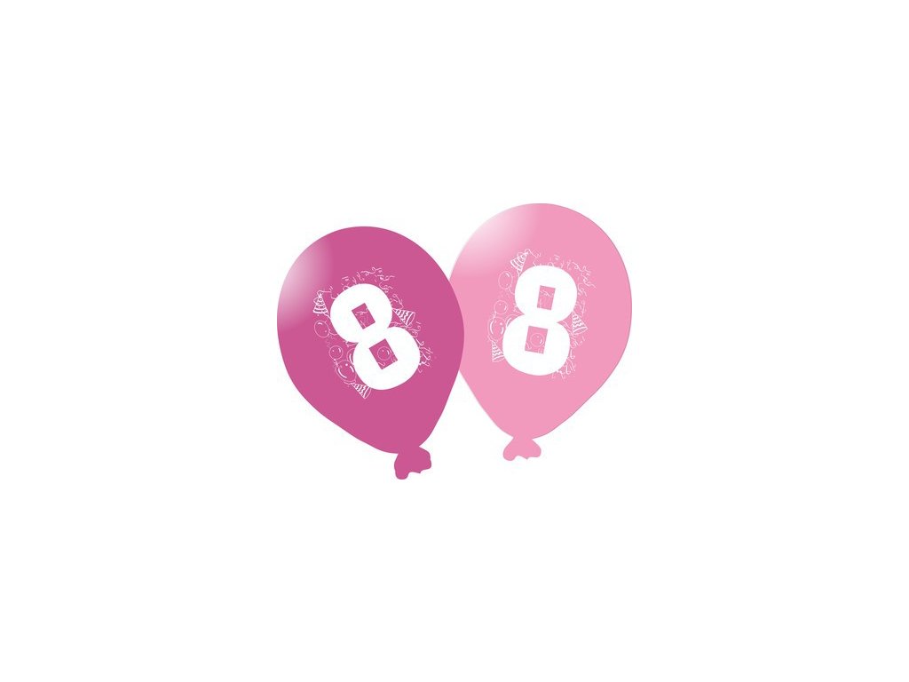 Balonky narozeninové 5ks růžové - číslo 8