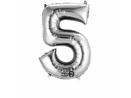Balónek narozeninový MALÝ - stříbrný - číslo 5