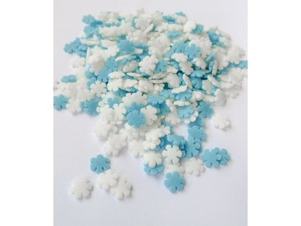Cukrové zdobení v balení 1 kg - modrobílé vločky