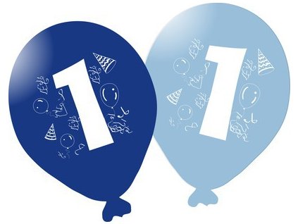 Balonky narozeninové 5ks modré - číslo 1