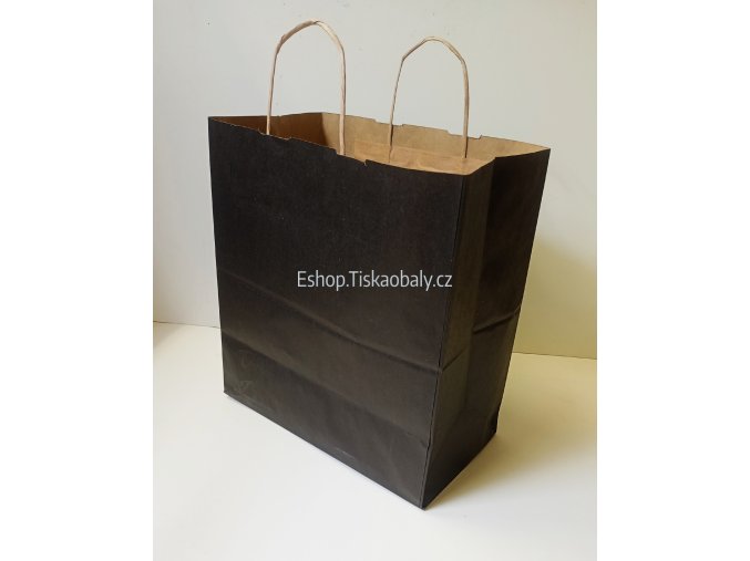 Papírová taška s kroucenými uchy černá, 30,5 x 17x 34 cm  Do vyprodání zásob
