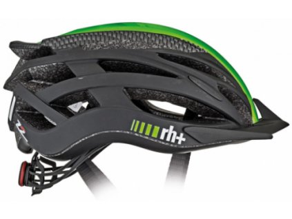 Cyklistická přilba rh+ Z2in1, matt carbon/shiny green fluo/matt black