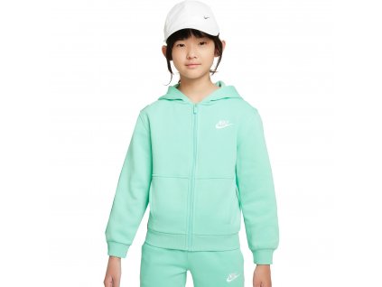 nike sportswear club fleece kids full zip jacket emerald rise white fd3004 349 1 1528771