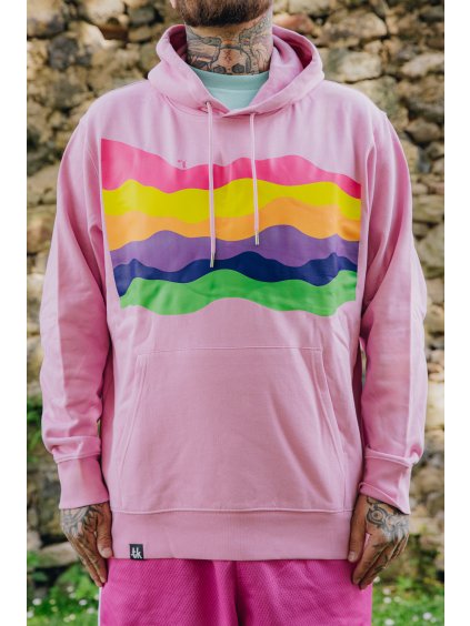 Růžová unisex mikina TADY TO MÁŠ s duhovým potiskem