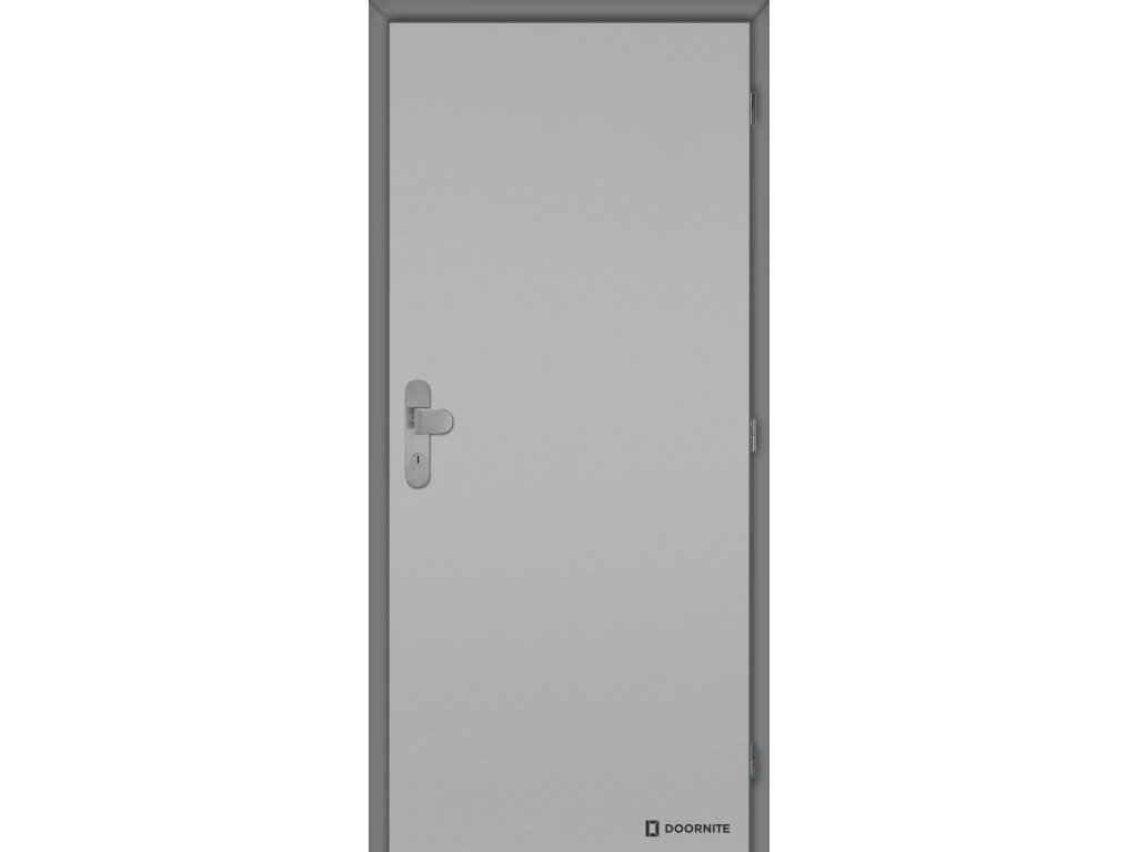 Dveře protipožární bezpečnostní RC2, CPL, šedá, plné, 3-bodový zámek (Výplň požární bezpečnostní RC2, Šířka 90, Orientace pravá)