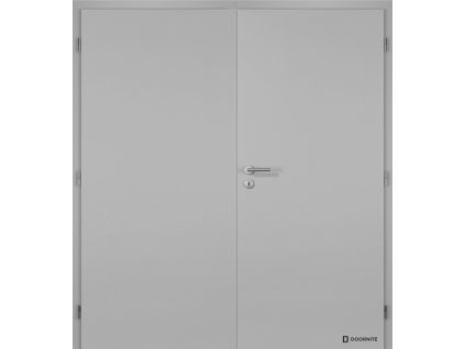 Dveře falcové CPL, šedá, plné, dozický zámek, 2-křídlé (Výplň voština, Šířka 165 (90+70), Orientace pravá)